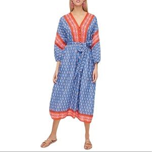 J. Crew Original Beachwear V Neck Coverup Dress in Classic Block Print SZ M EUC